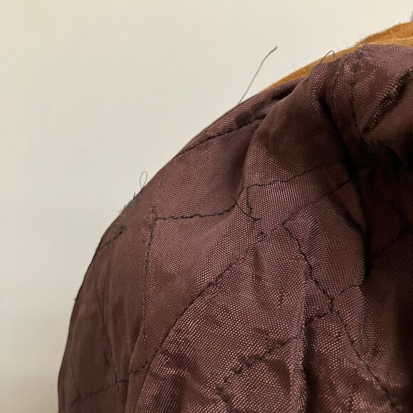 Opera Brand Hooded Suede Coat Snap Front Quilted Lining Vintage Made in Canada - Picture 10 of 12